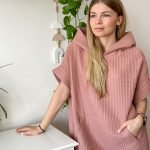 Vaflinis Medvilninis Pončas - Šviesi prigesinta rožinė