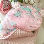 3 dalių Minky komplektas su pašiltinimu "Vienaragiukai su pašiltinimu"