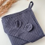 Medvilnės vafliuko rank&scaron;luostis kūdikiams - tamsi pilka