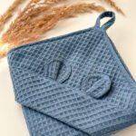 Medvilnės vafliuko rank&scaron;luostis kūdikiams &ndash; mėlynas