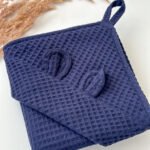 Medvilnės vafliuko rank&scaron;luostis kūdikiams - tamsi mėlyna